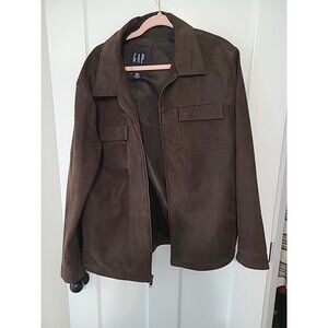 Vintage Y2K Gap Men’s Brown Leather Lined Jacket Size Large
